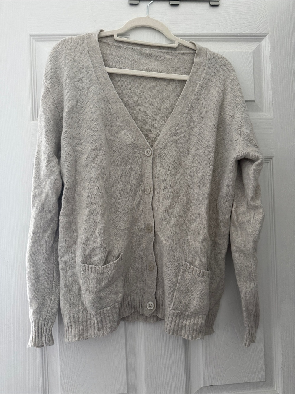Brandy Melville Light Beige V-Neck Button Cardigan